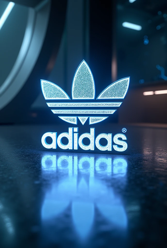 The Adidas logo creates it in a futuristic way to draw it