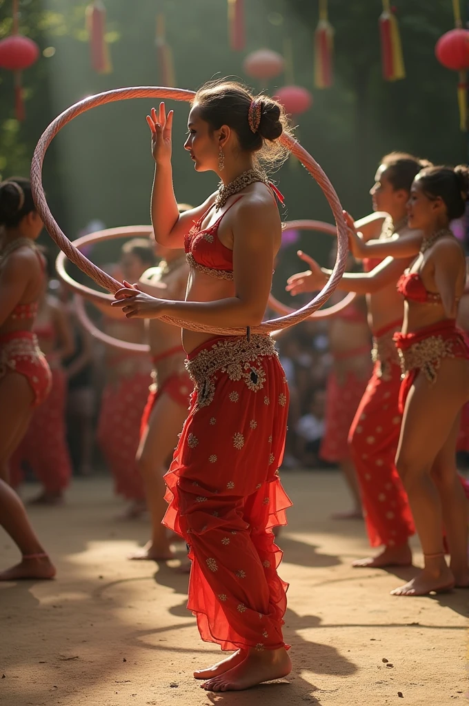 people dancing with hula hoop