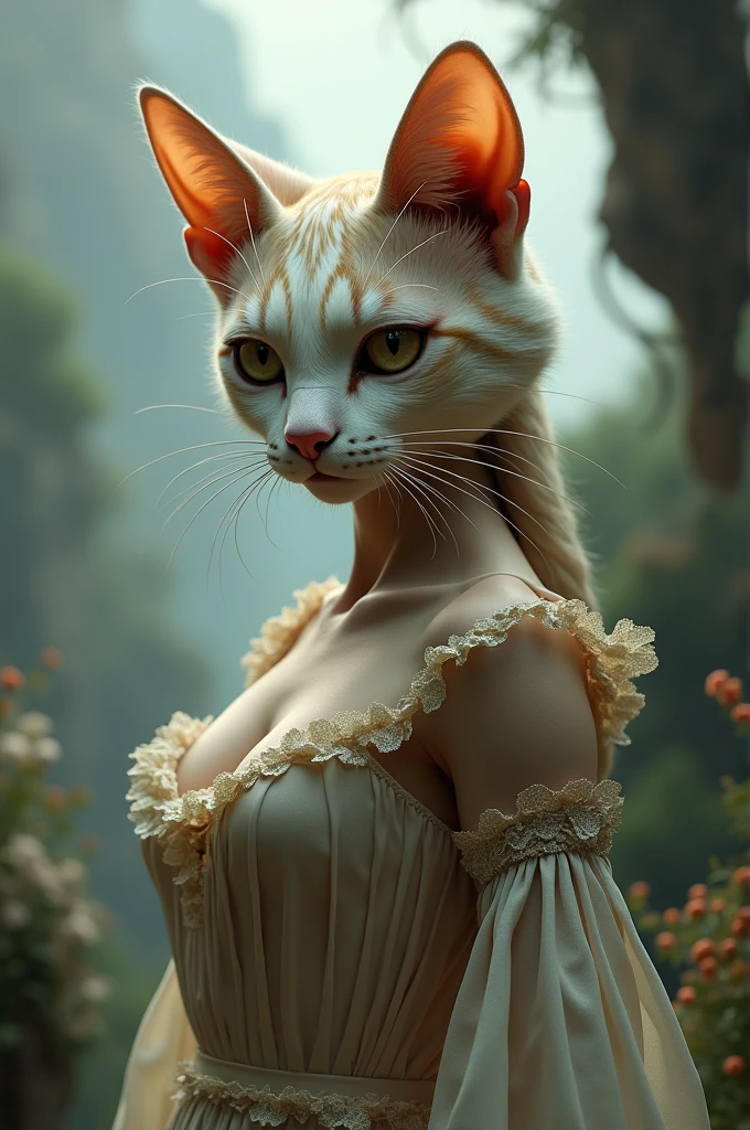 Cat face with human body