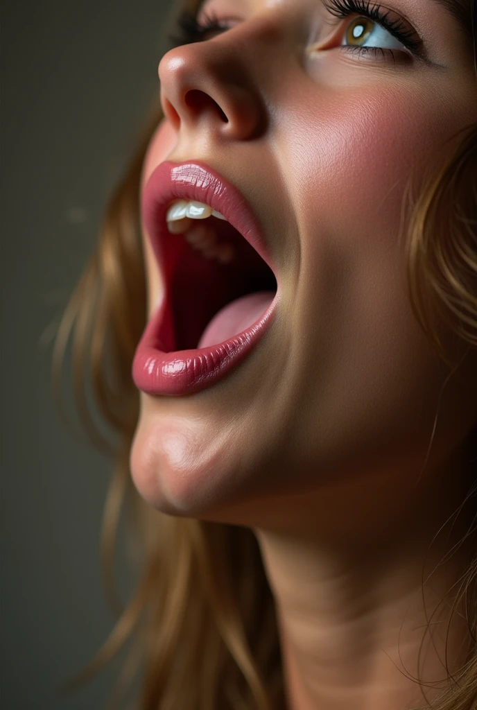 Make a huge cock cum in a woman's mouth