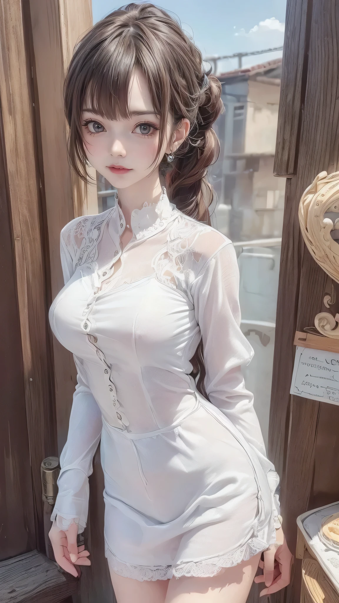(random cute clothed:1.5),(Thin type:1.5),(large breasts),(random hairstyle),(Highest image quality, (8K), Ultra-realistic, Best Quality, High quality, High Definition, high quality texture, high detailing, Beautiful detailed, fine detailed, extremely details CG, Detailed texture, realistic representation of face, masterpiece, presence)