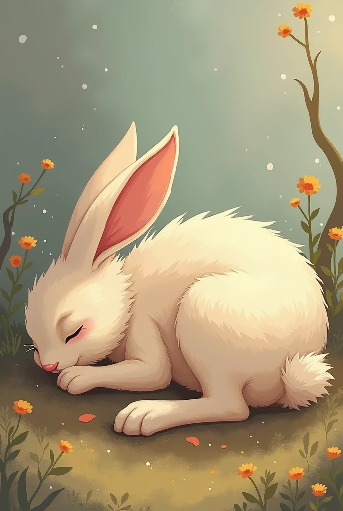 An animated sleeping hare that is not real