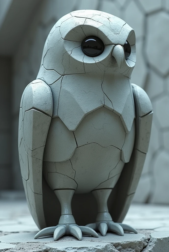 a futuristic pear owl in stone texture and gray colors




