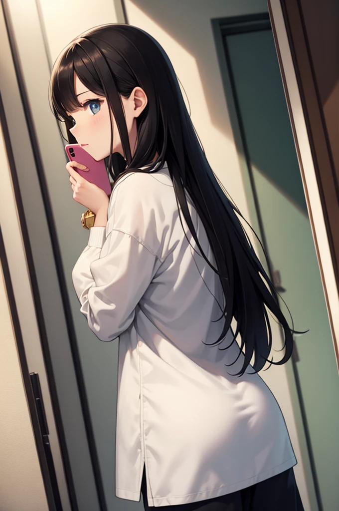 looking at phone