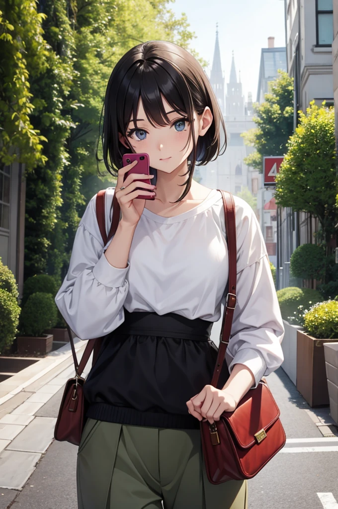 looking at phone