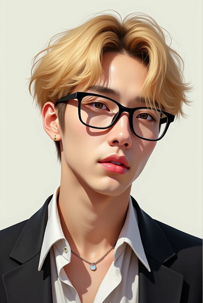 Kim Namjoom from BTS but blonde and with glasses