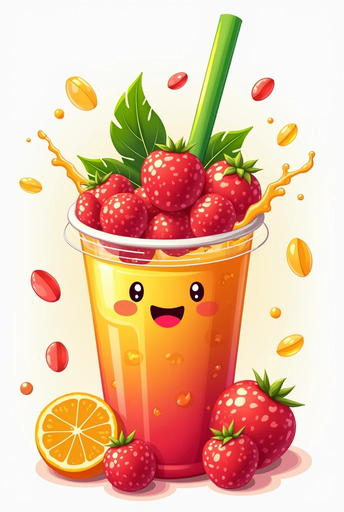 Generate a logo for the sale of juices prepared with gummies on top, or with a box of frozen juice