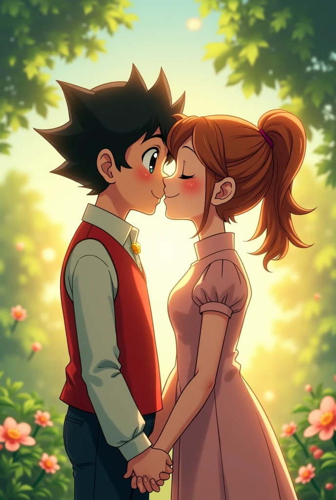 the character toby tenma from the show astro boy. toby tenma holding his girlfriend hand while kissing
