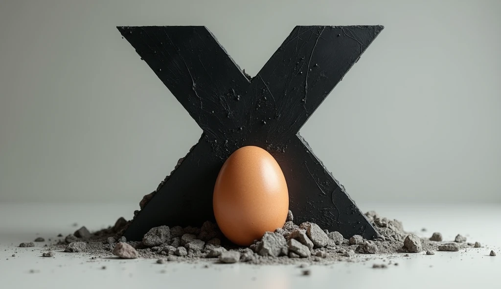 A letter X with a lot of hate stepping on a chicken egg