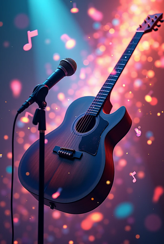 music, musical notes, guitar, microphone no person 