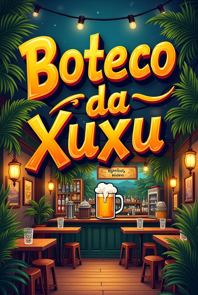 Name BOTECO DA XUXU font with beer mugs