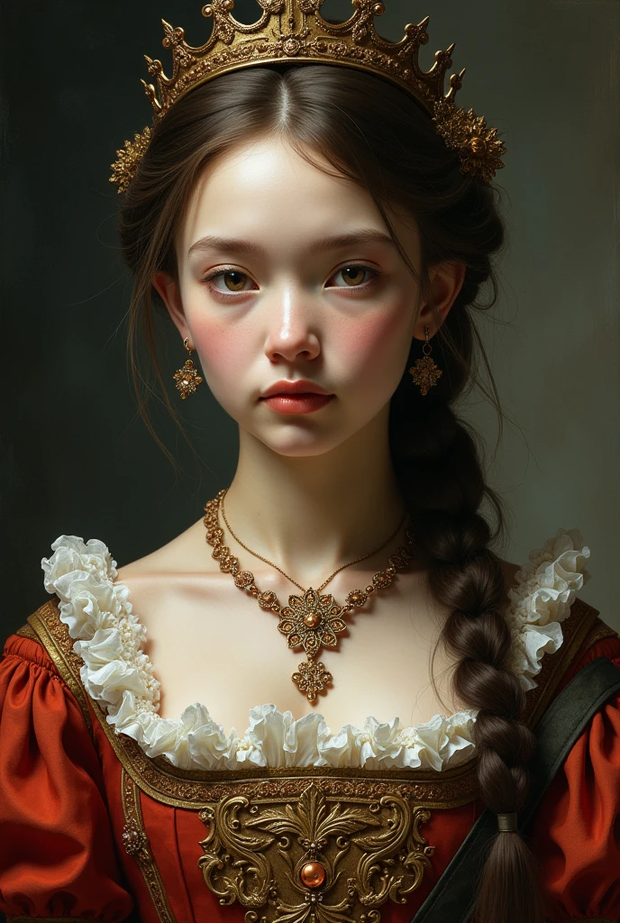 A girl divided half of her is royalty and the other half is a commoner