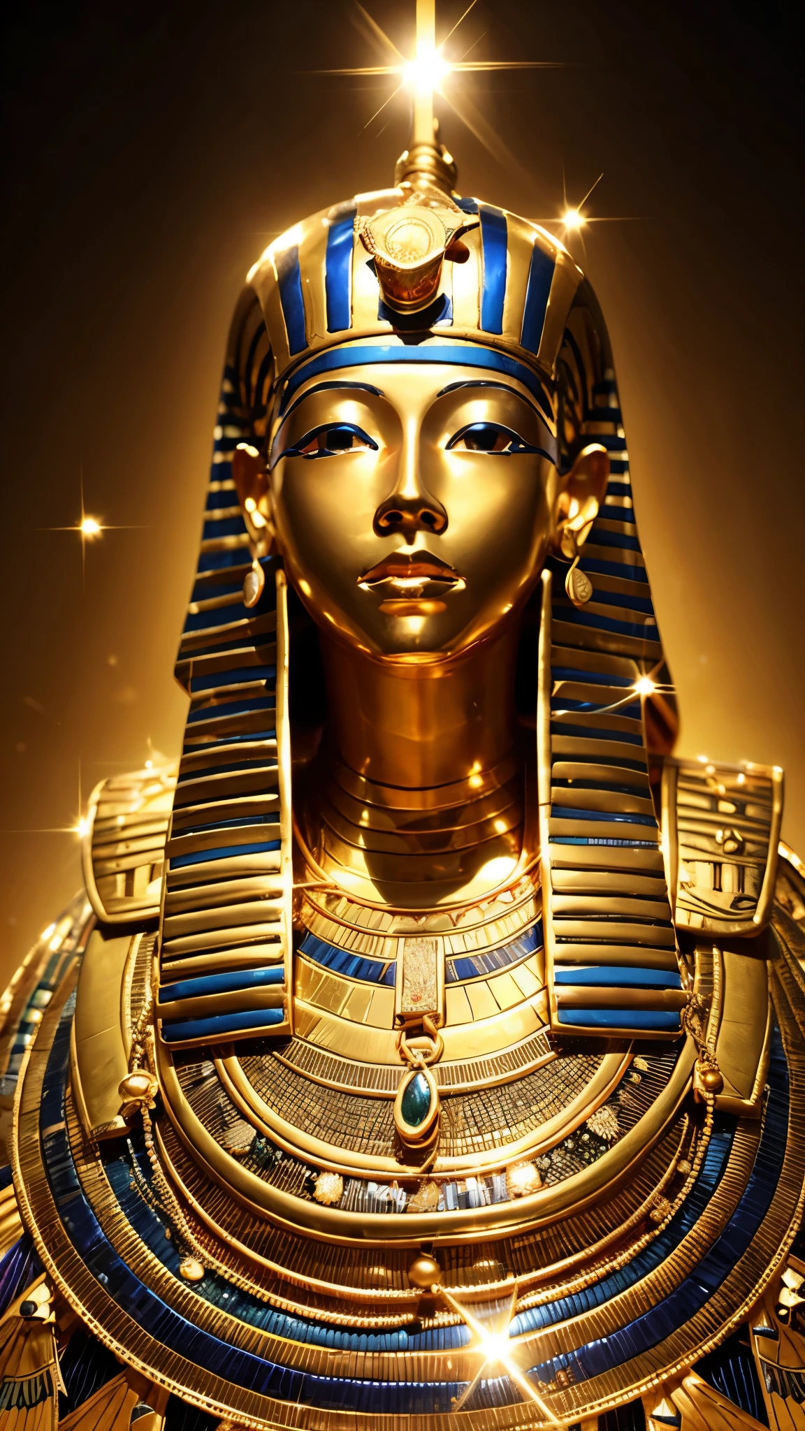 male　Tutankhamun　gold　Gorgeous background　Sparkling
