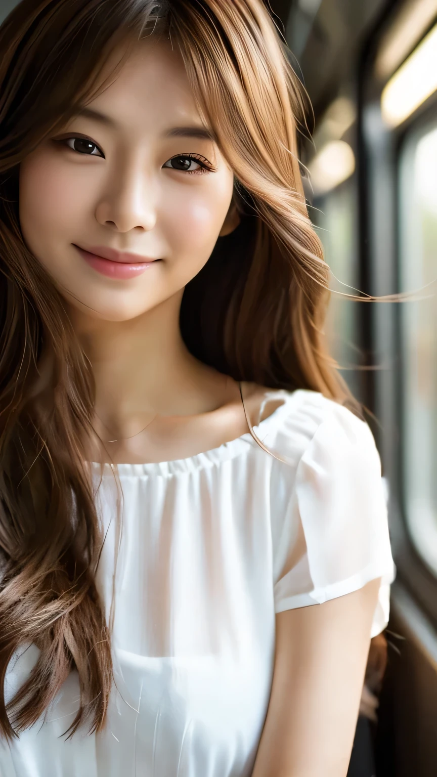 White blouse、Long Hair