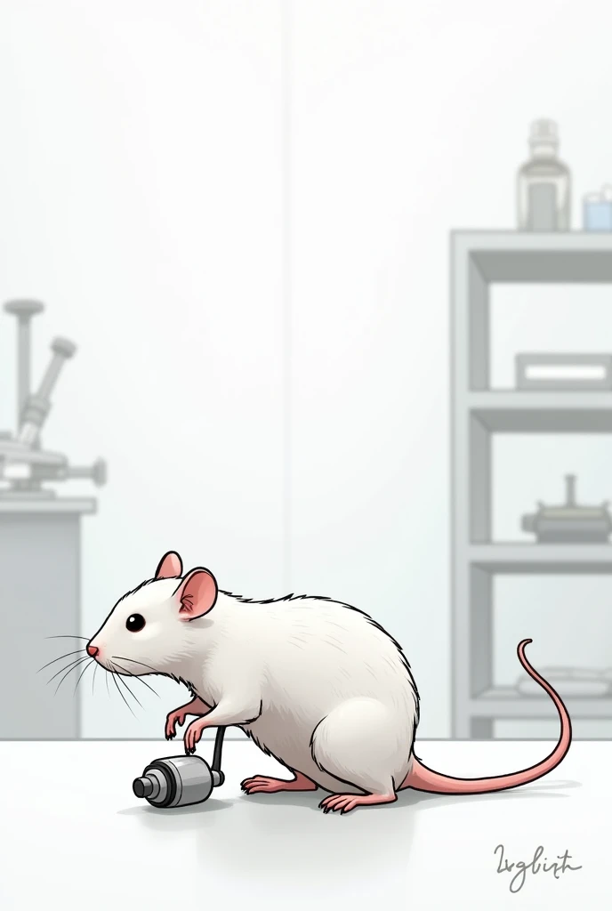 Drawing of a white rat measuring pressure by a transducer on its tail 