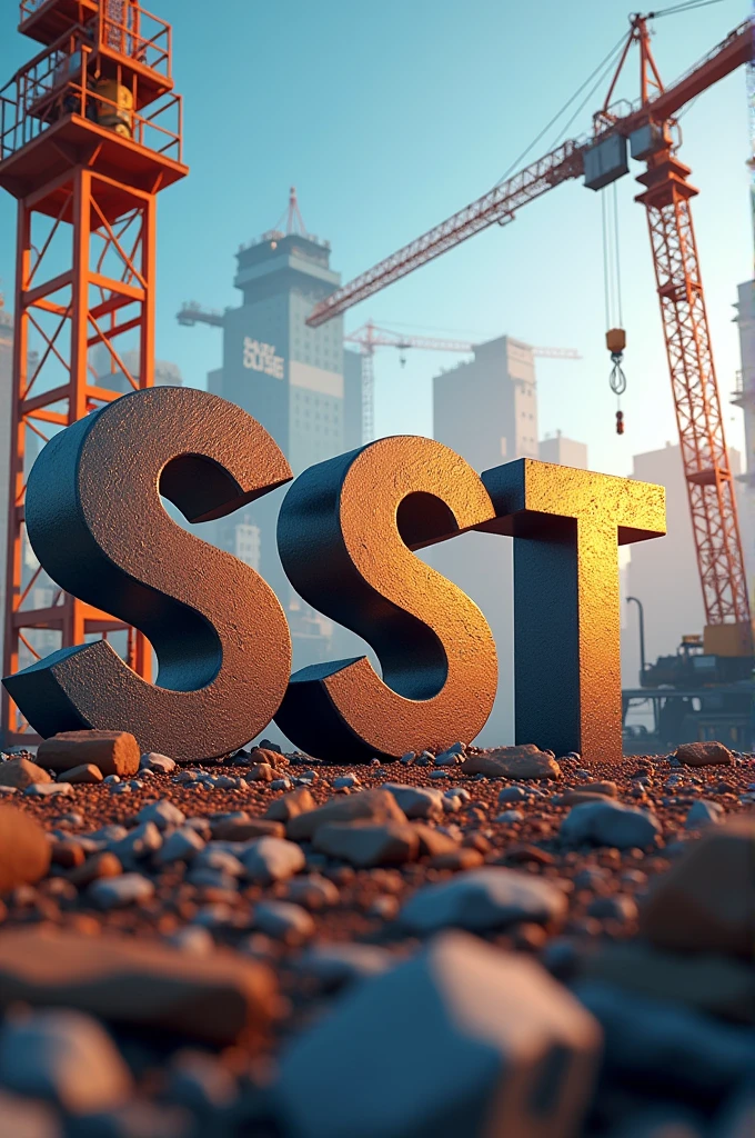 Create a unique image, where the initials SST are seen, and a background with construction image, that the image inspires continuity, and that it is as real as possible