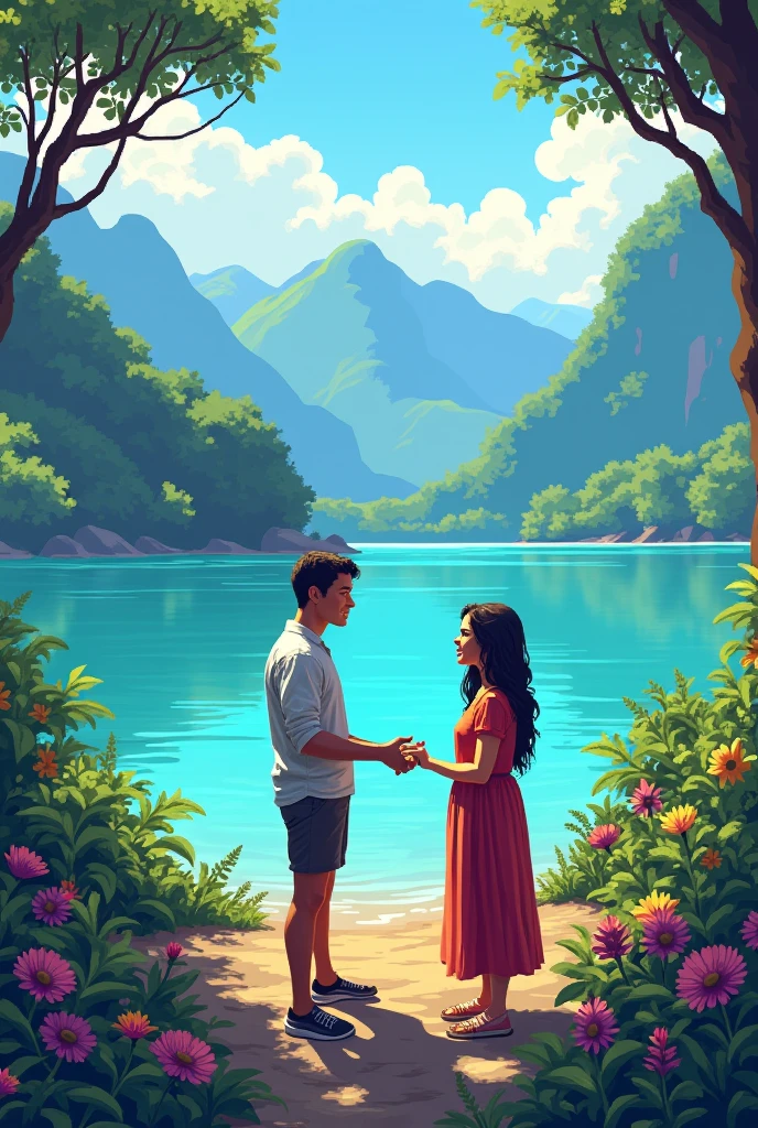 Pixel art Guatemala lago talk