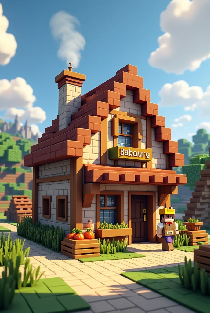 A bakery in Minecraft for a YouTube thumbnail