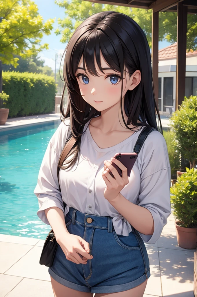 looking at phone