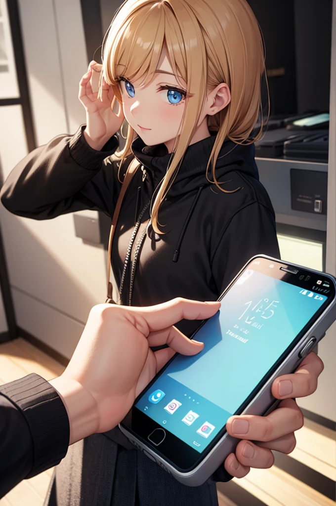 looking at phone