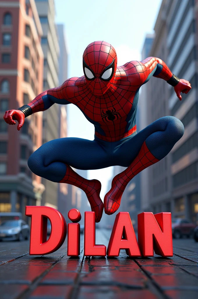 Spiderman boy 3D with letters in the image that say DILAN below the Spiderman
