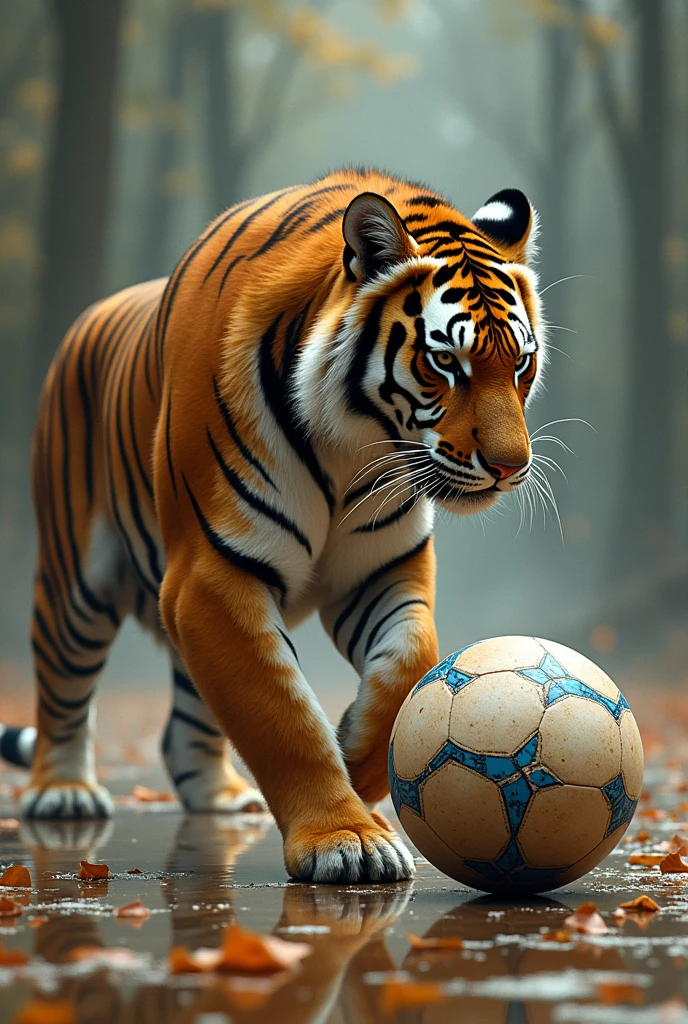 Believe me, a tiger playing handball with a sports car



