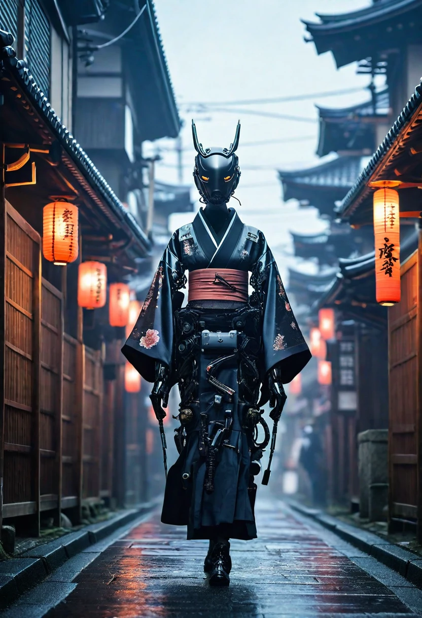 torii,zero,High resolution, High resolution, 8k, Masterpiece 2:1,( Shrines in Kyoto)、torii、temple、Crow、Creating an image of a female android in a beautiful kimono walking through the streets of Kyoto. The style is terrible, and the fusion of humans and Robots has a mysterious and creepy atmosphere amidst the beauty. In the background is an old Japanese cityscape. It has a long neck made of machines and wears a mask. Imagine a strange and eerie picture - Ar 9:16.
creepy atmosphere, fusion, horor, Japanese cityscape, long neck, Robots, at 6