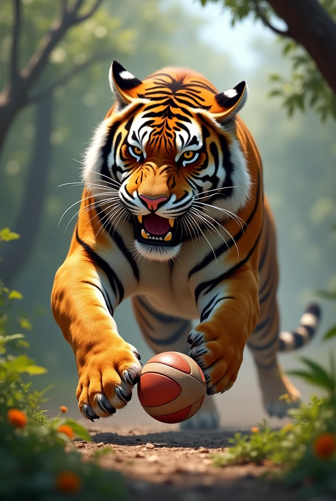 Believe me, a tiger playing catch