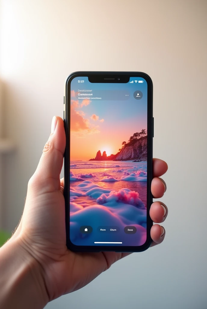 Front-facing cell phone screen with Instagram POST image