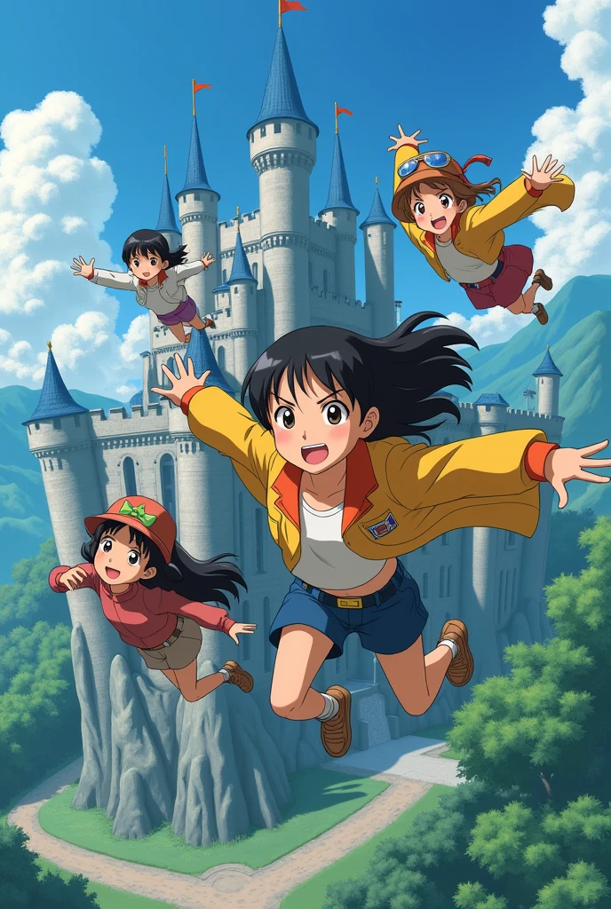 Flying anime characters from the anime The Castle of Cagliostro