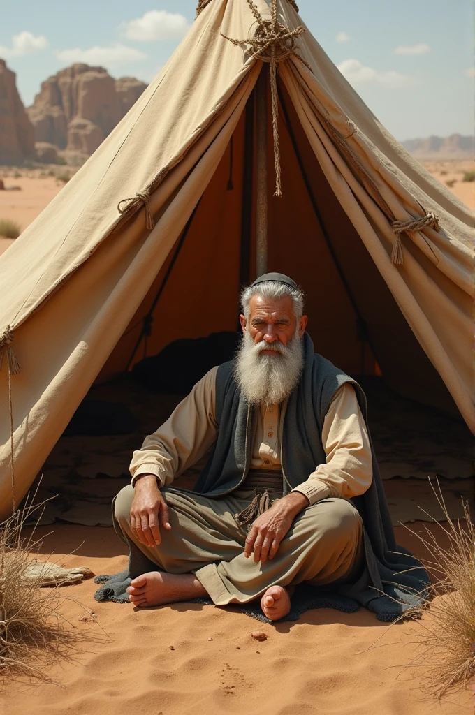 Jew living in a large brown tent in the desert 