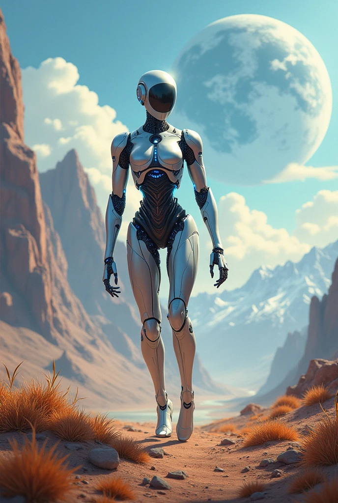 An animated robot arriving on Earth 