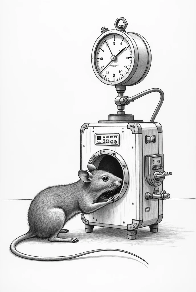 Drawing of a mouse measuring pressure inside a device that calls telemetry through its tail