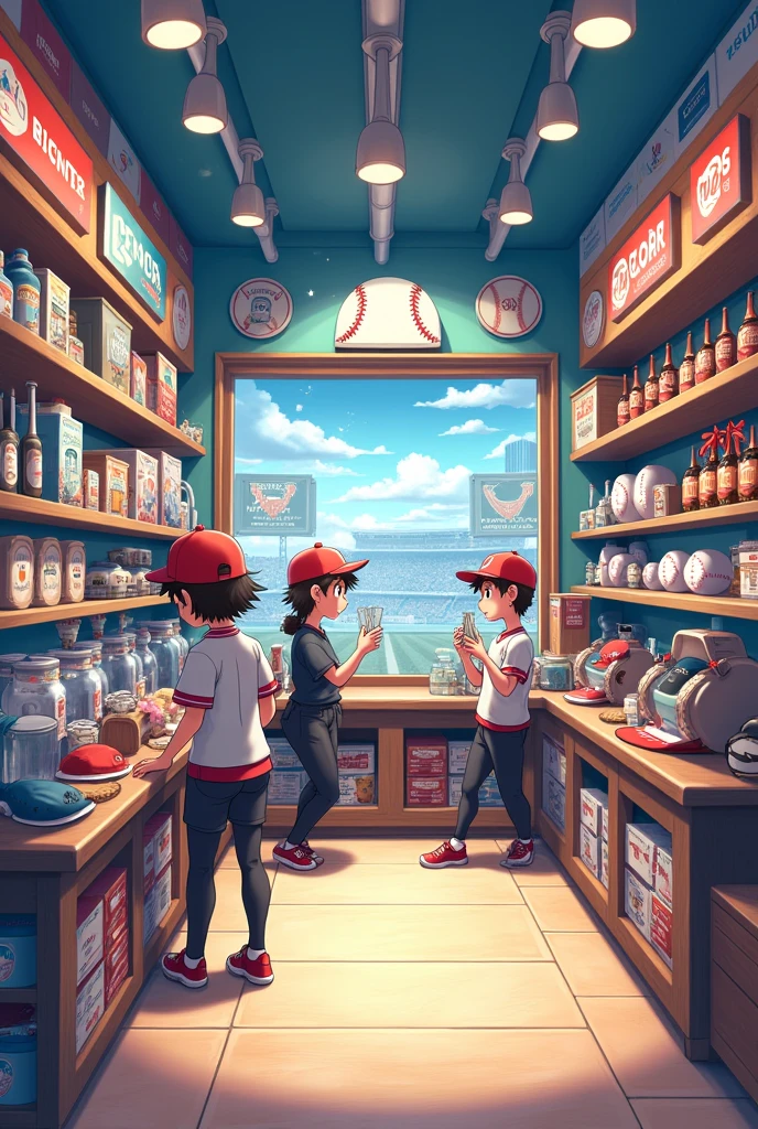 An anime-style baseball equipment store