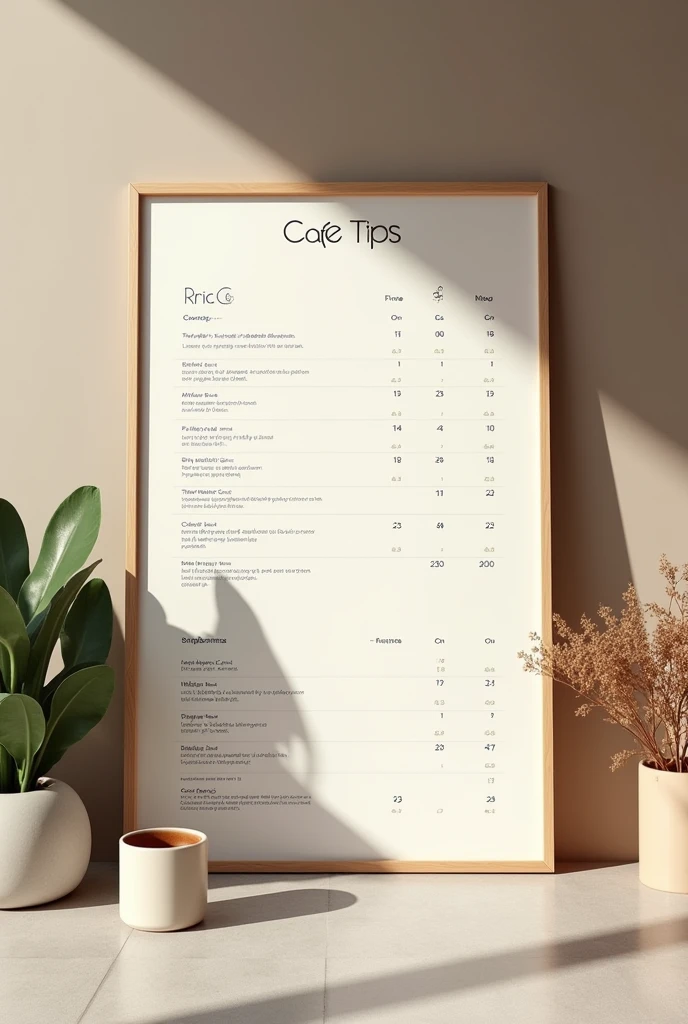Minimalist style cafe flyer with price list