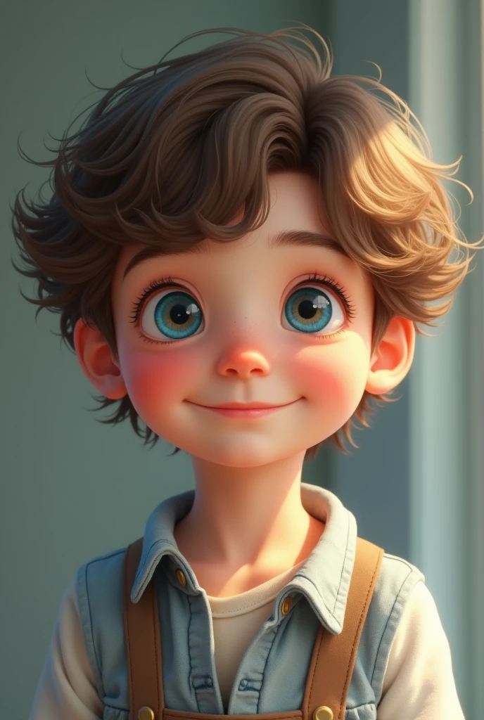 Cute boy with brown hair and blue eyes