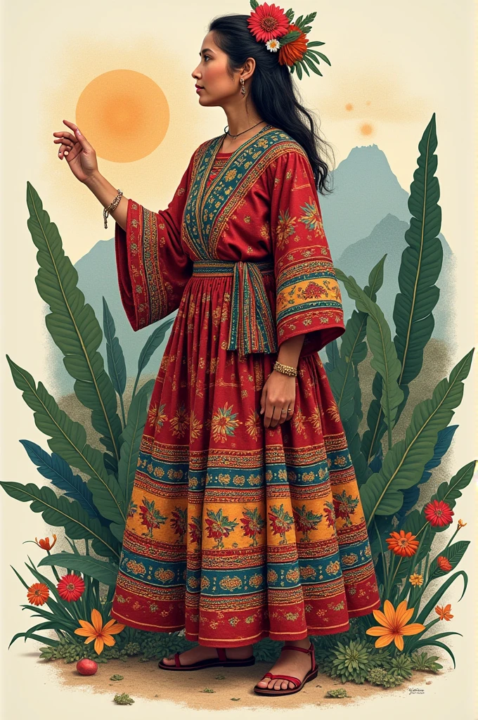 Artistic drawing alluding to the Nicaraguan huipil that inspires culture