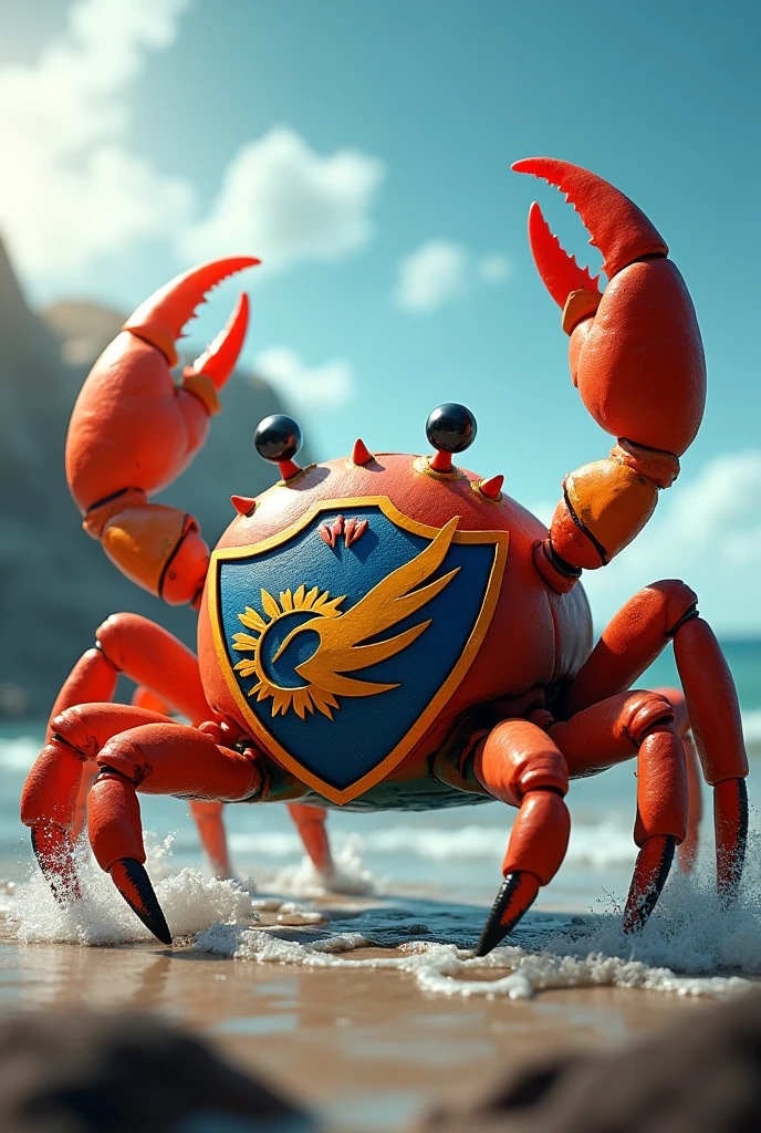 Crab with the Santos team shield on its back