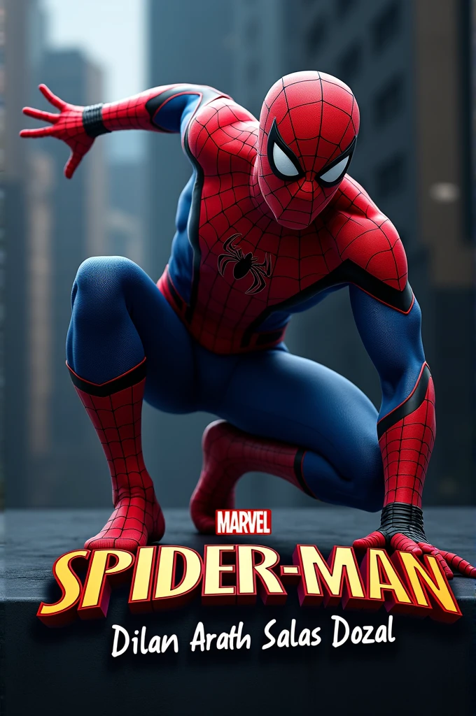 Spiderman 3D with letters in the image that say DILAN ARATH SALAS DOZAL below the Spiderman