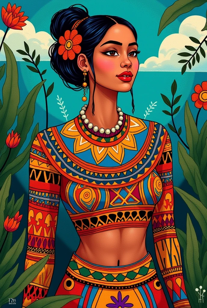 Drawing alluding to the Nicaraguan huipil