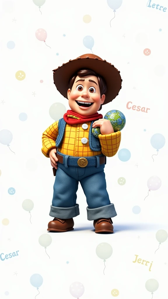 Add a background to that Toystory image with Cesar&#39;s name and 1st birthday balloons