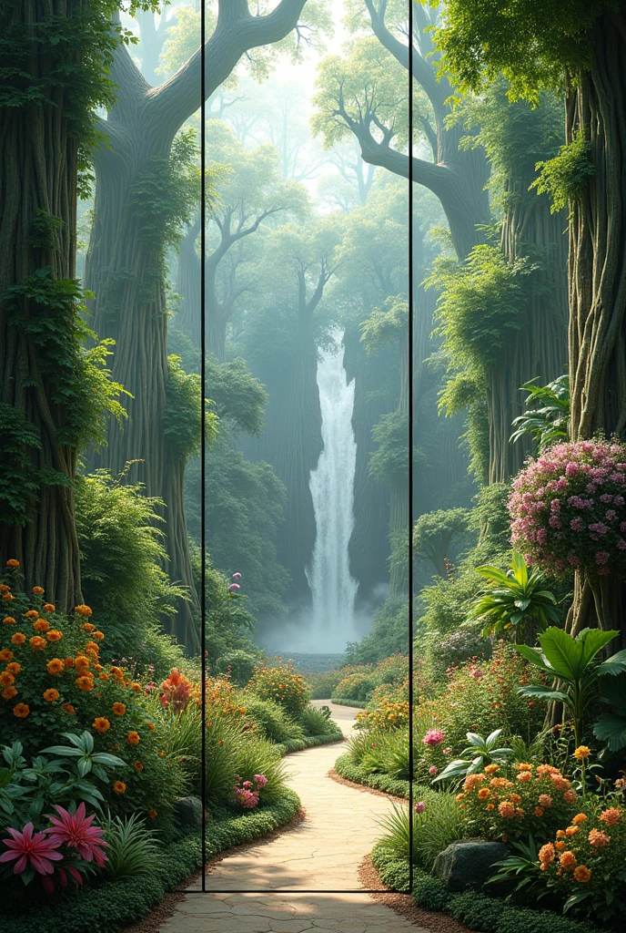Make a triptych about a plant museum