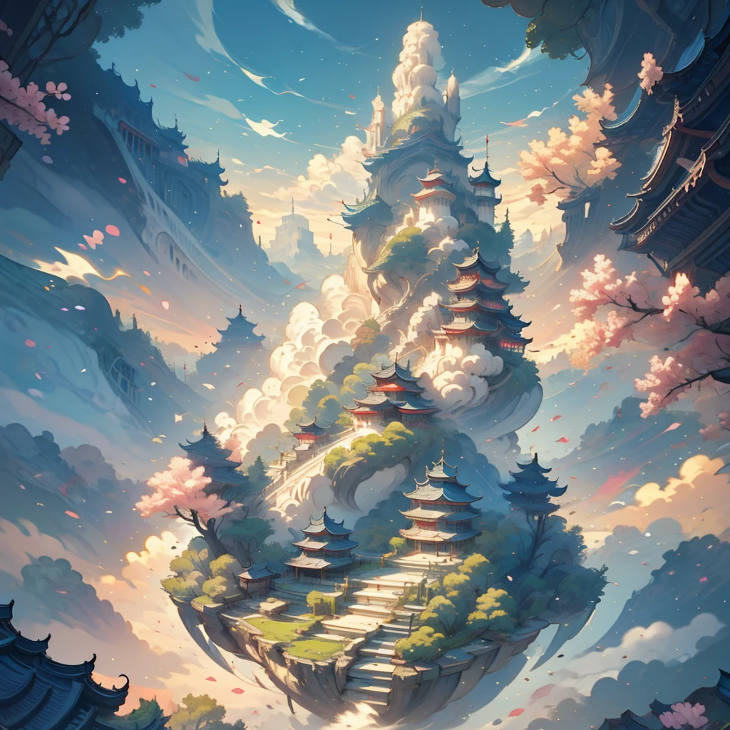 masterpiece、Highest quality、Highest quality、Delicate depiction、beautiful、Fantasyアート、Fantasy、Inspired by the world of Dragon Quest Tact、Big Castle、beautiful森、beautiful自然、Behind the Hero、Hero Gazing at the Castle、Rear shot of the hero、4K Graphics