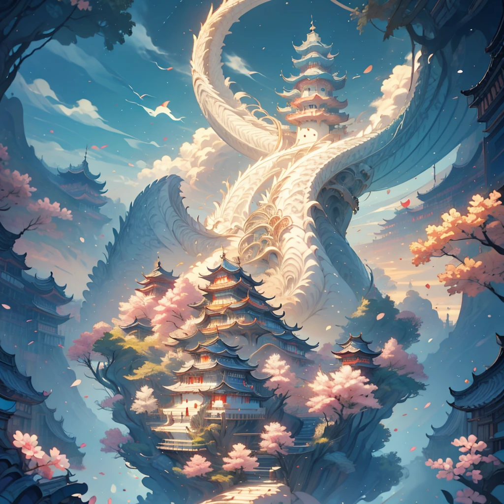 masterpiece、Highest quality、Highest quality、Delicate depiction、beautiful、Fantasyアート、Fantasy、Inspired by the world of Dragon Quest Tact、Big Castle、beautiful森、beautiful自然、Behind the Hero、Hero Gazing at the Castle、Rear shot of the hero、4K Graphics