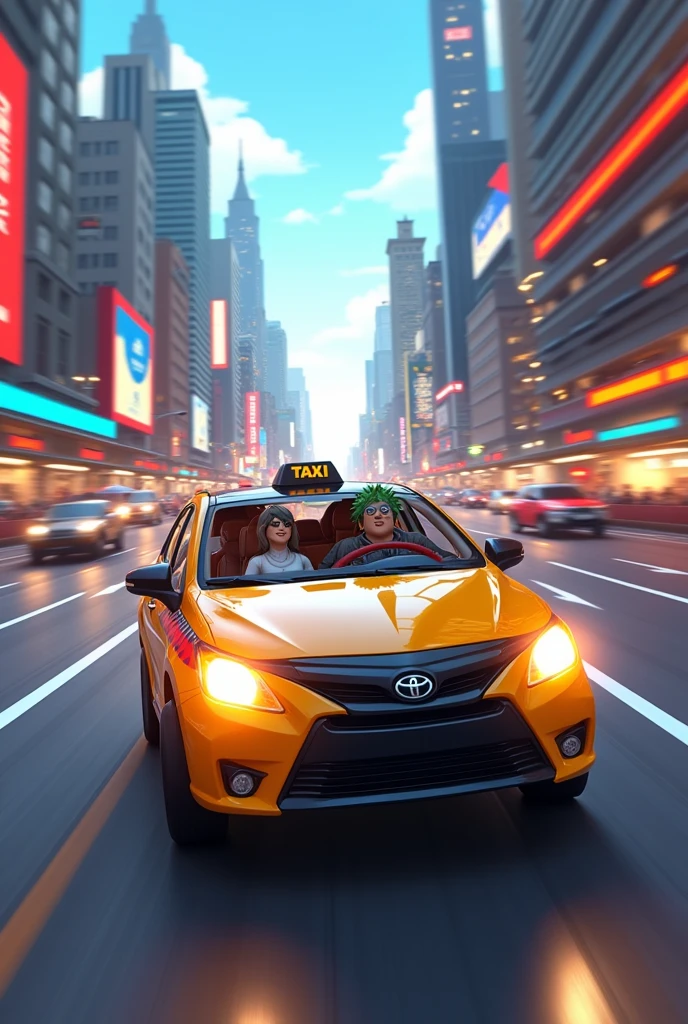 Make a taxi in Roblox going very fast with passengers and obstacles