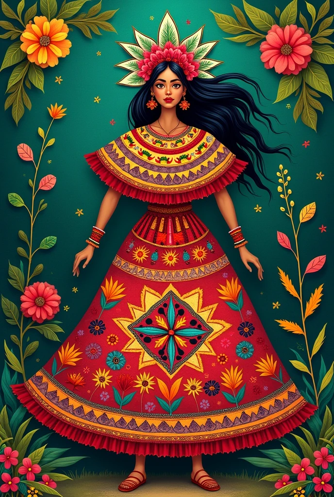 Drawing alluding to the Nicaraguan huipil