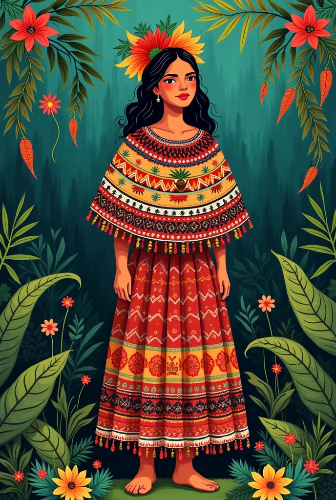 Drawing alluding to the Nicaraguan huipil