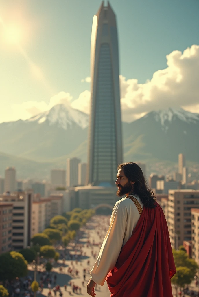 Jesus of Nazareth goes to the Entel Tower in Santiago de Chile 