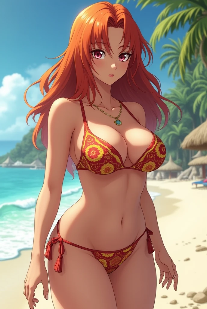 Kushina Uzumaki with big tits, big ass and thighs on the beach in sexy bikini
