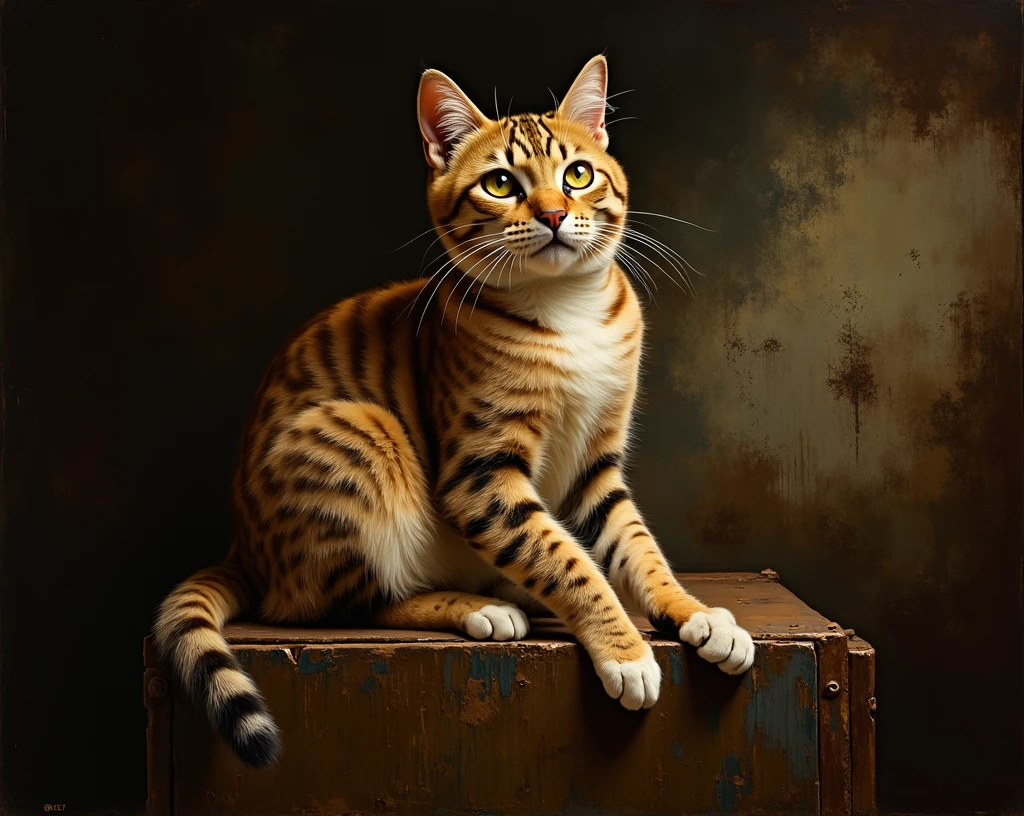 one with a cat, style artwork made in oil. hyper realistic oil painting